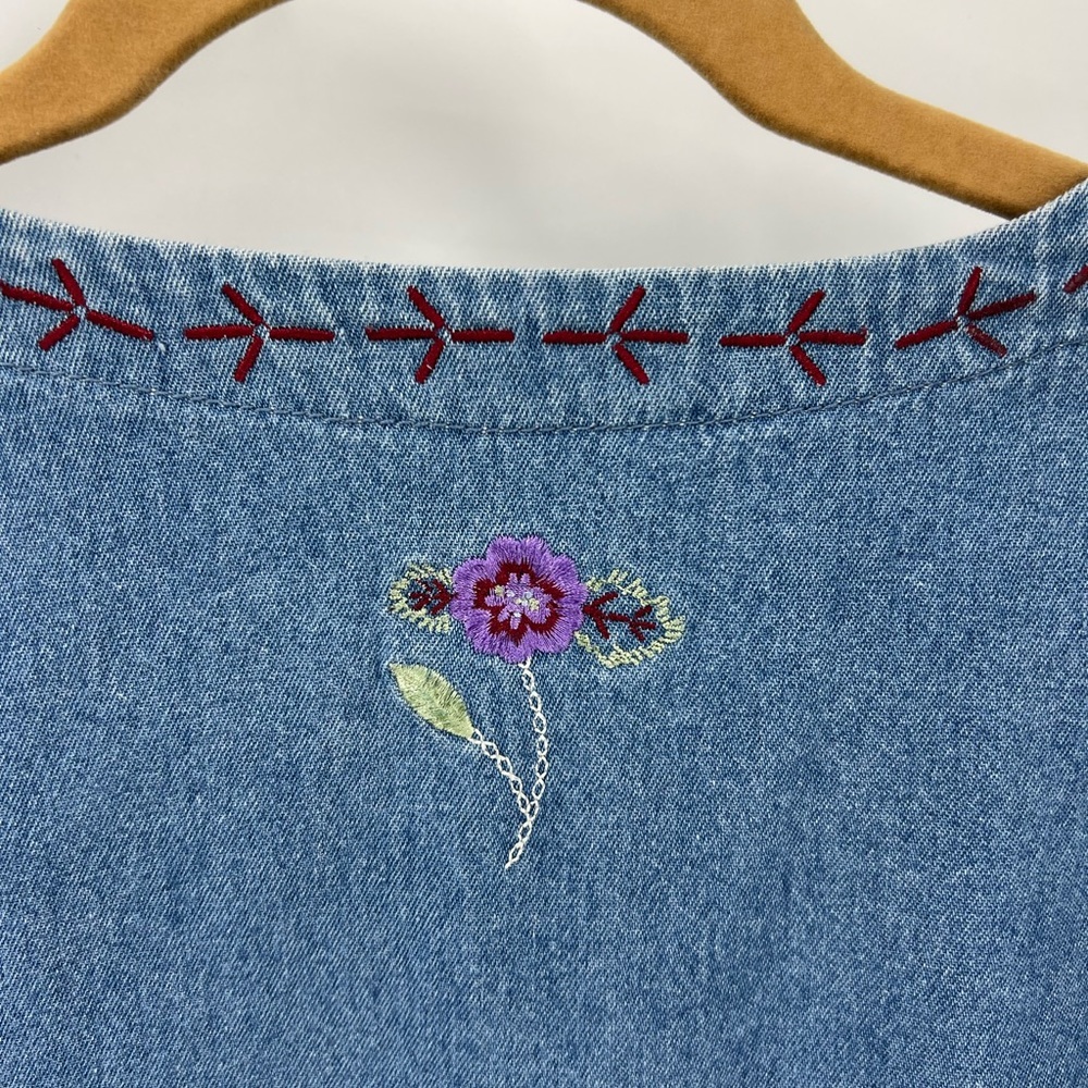 Christopher & Banks vintage 100% cotton lightweight embroidered cropped jacket L - Picture 9 of 13